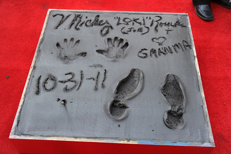 Mickey Rourke Immortalized with Hand and Foot Ceremony